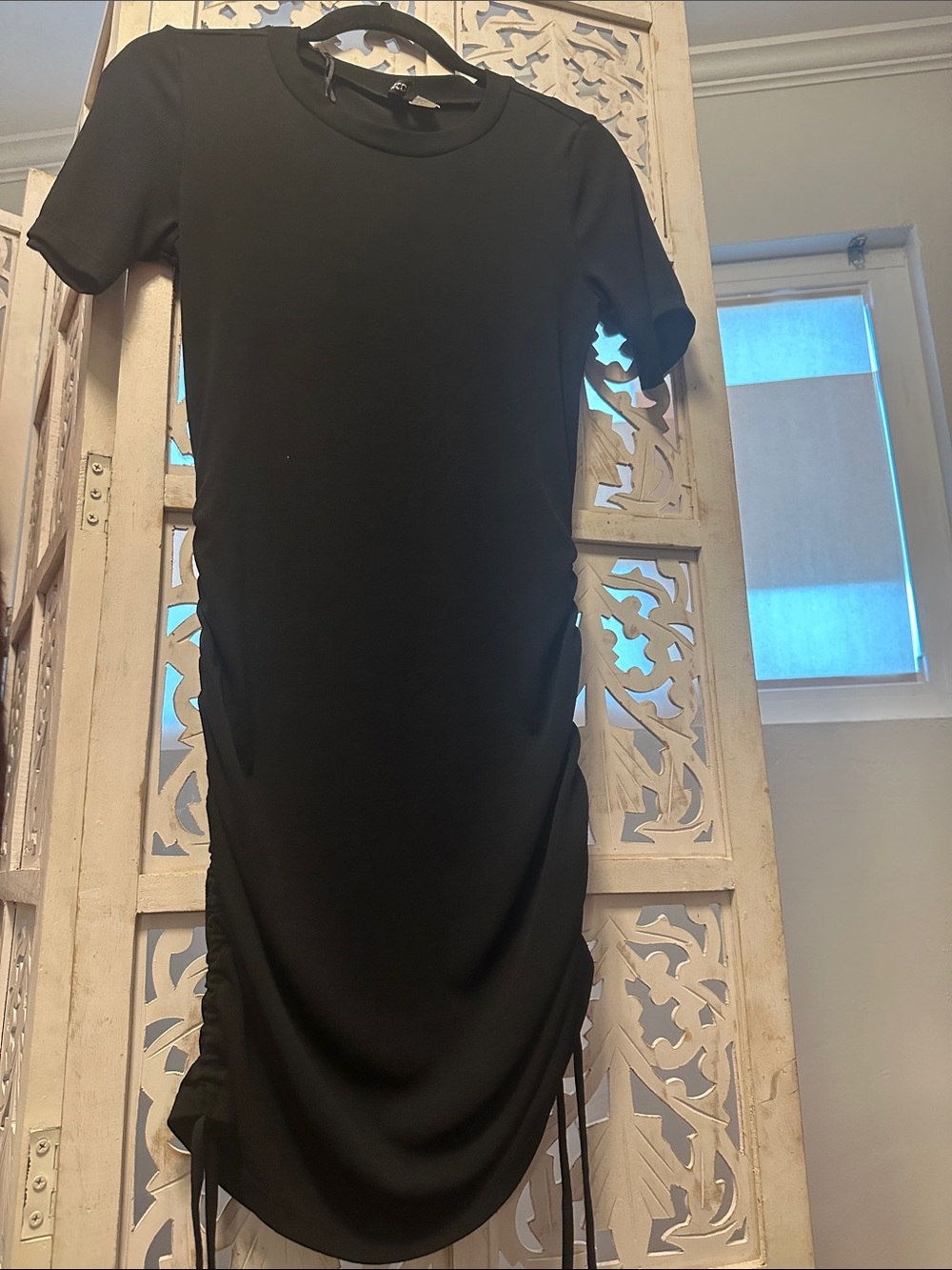 H&M Black Ruched Side Midi Dress